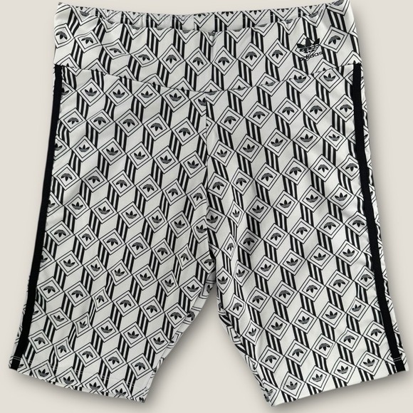 adidas Pants - Adidas Originals Bike Shorts Large L Geometric Diamond Trefoil Black White